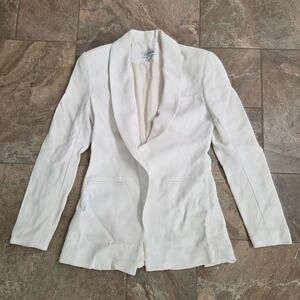 Cushnie Womens White Shawl Collar Blazer Jacket Silk Lining Size 4 Made in USA